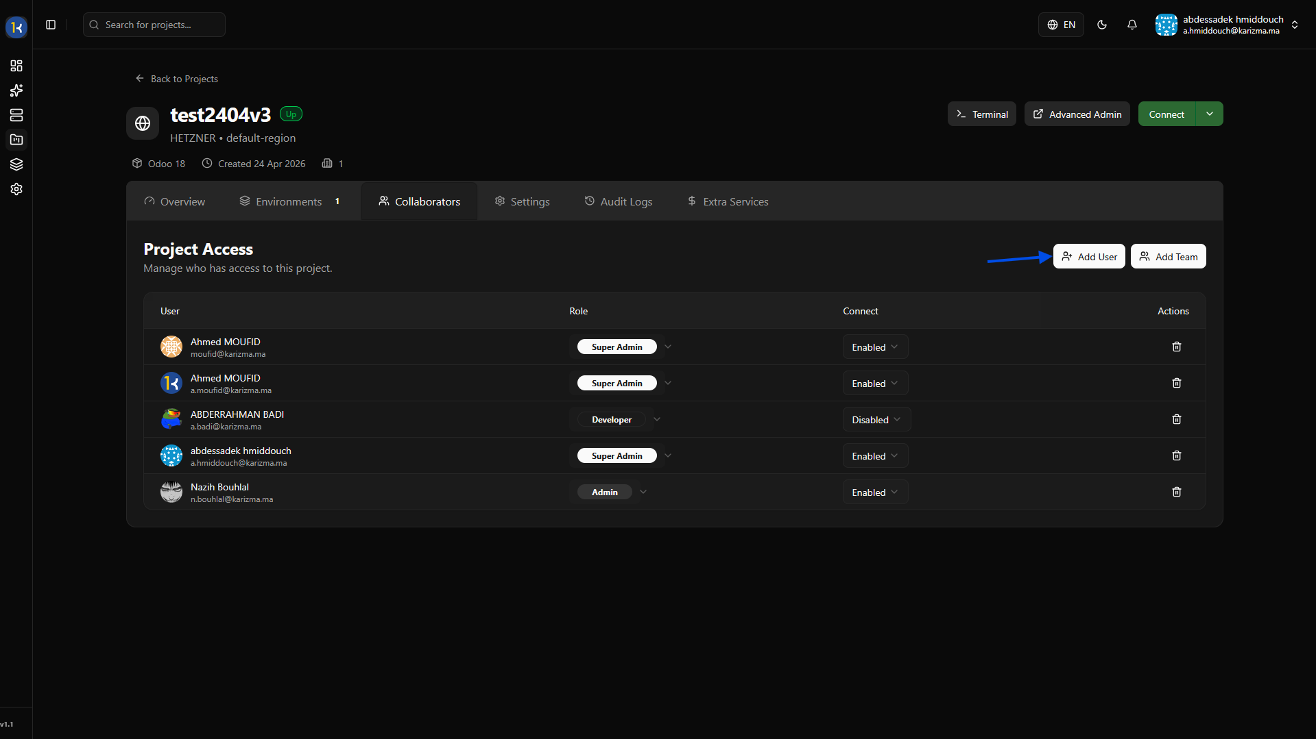 Add User Button