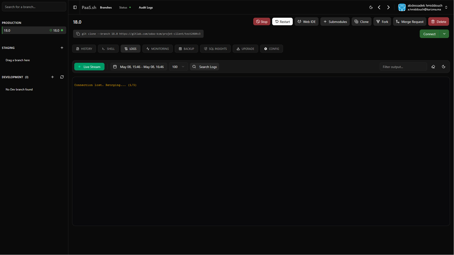 Advanced Dashboard Logs