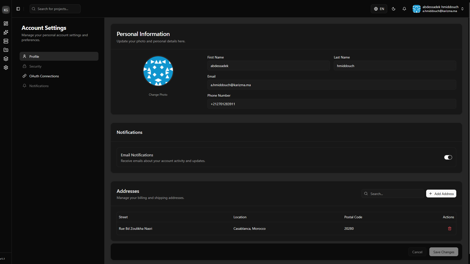 Profile Settings