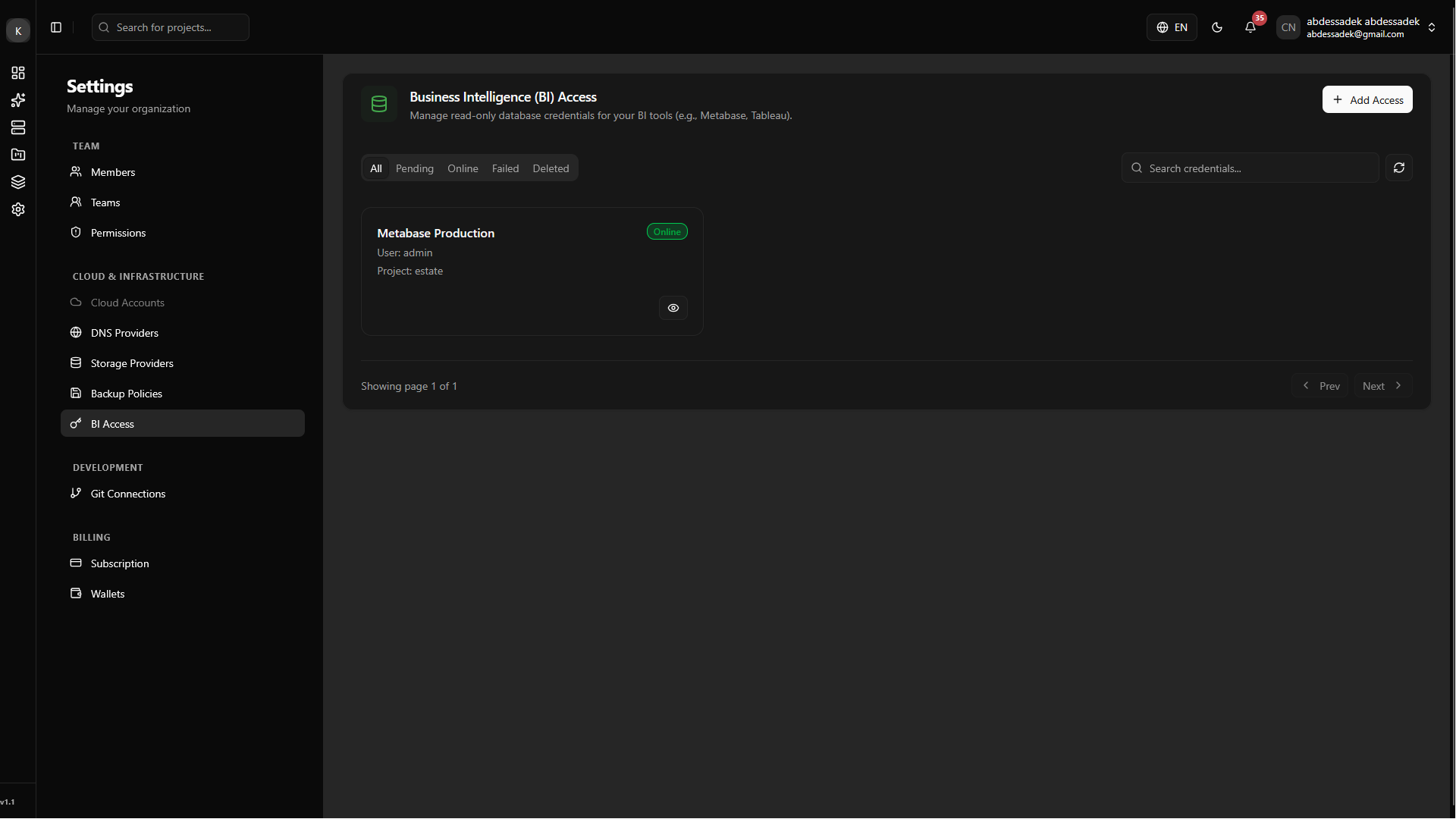 BI Access Verified