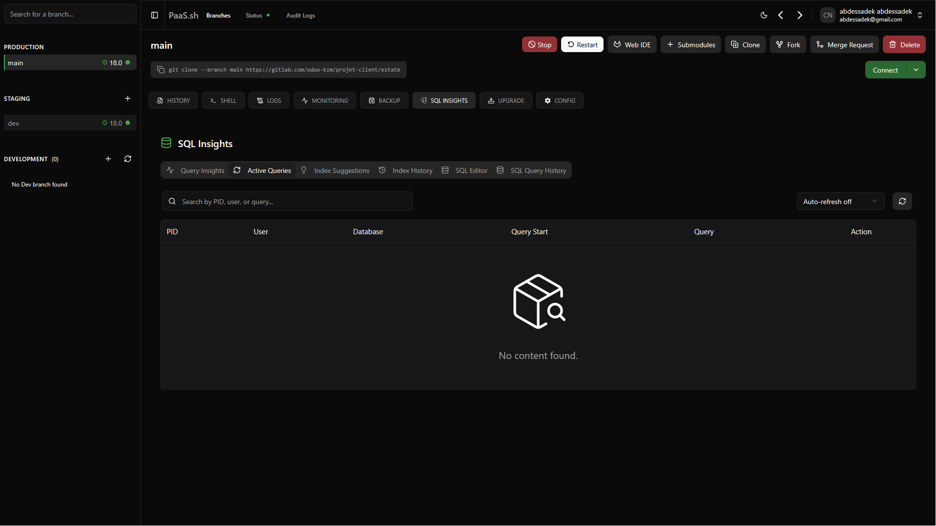 Active Queries View