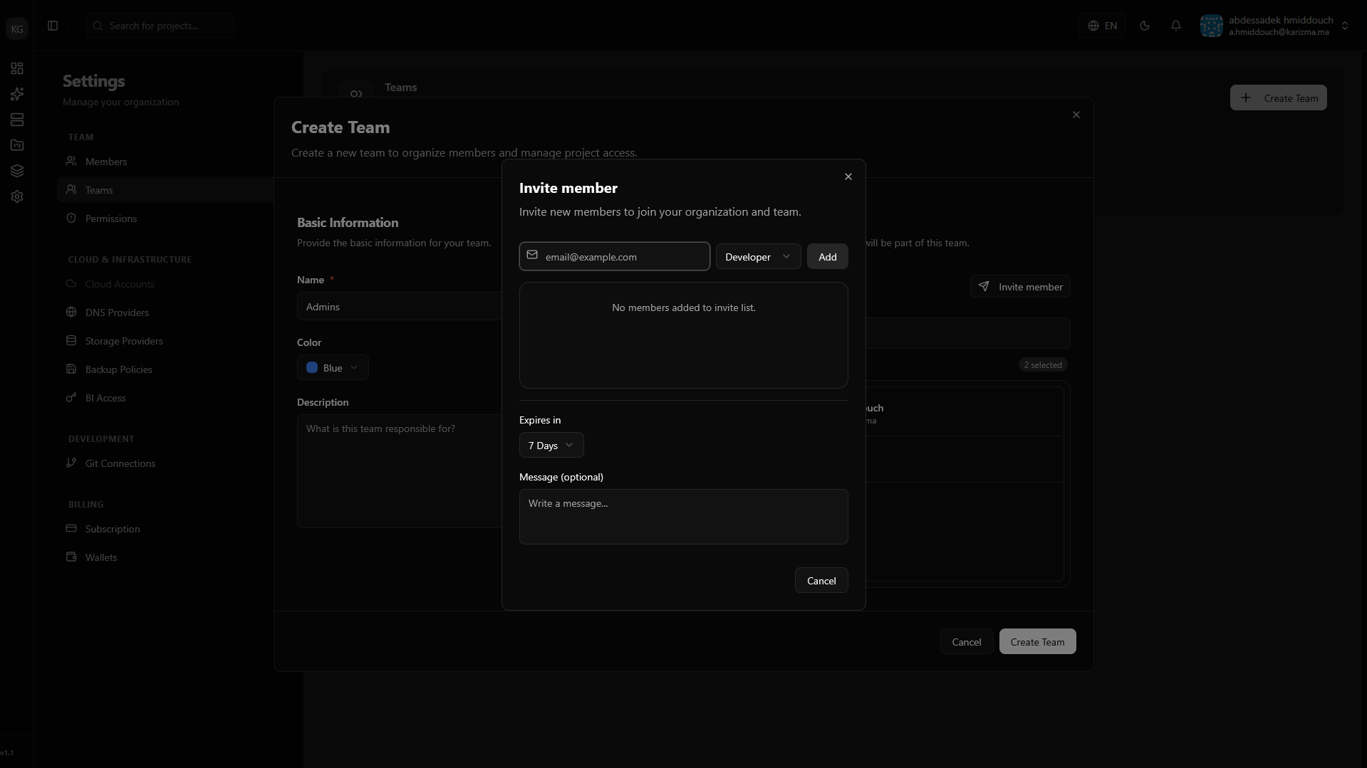 Invite to Team