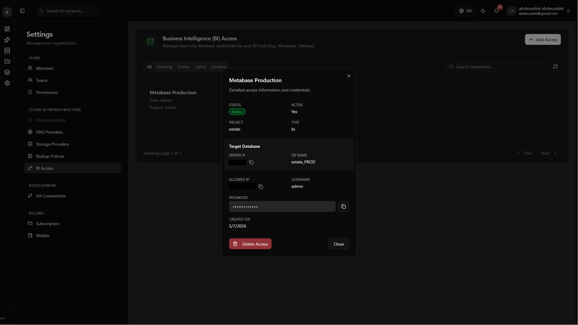 View BI Access Details